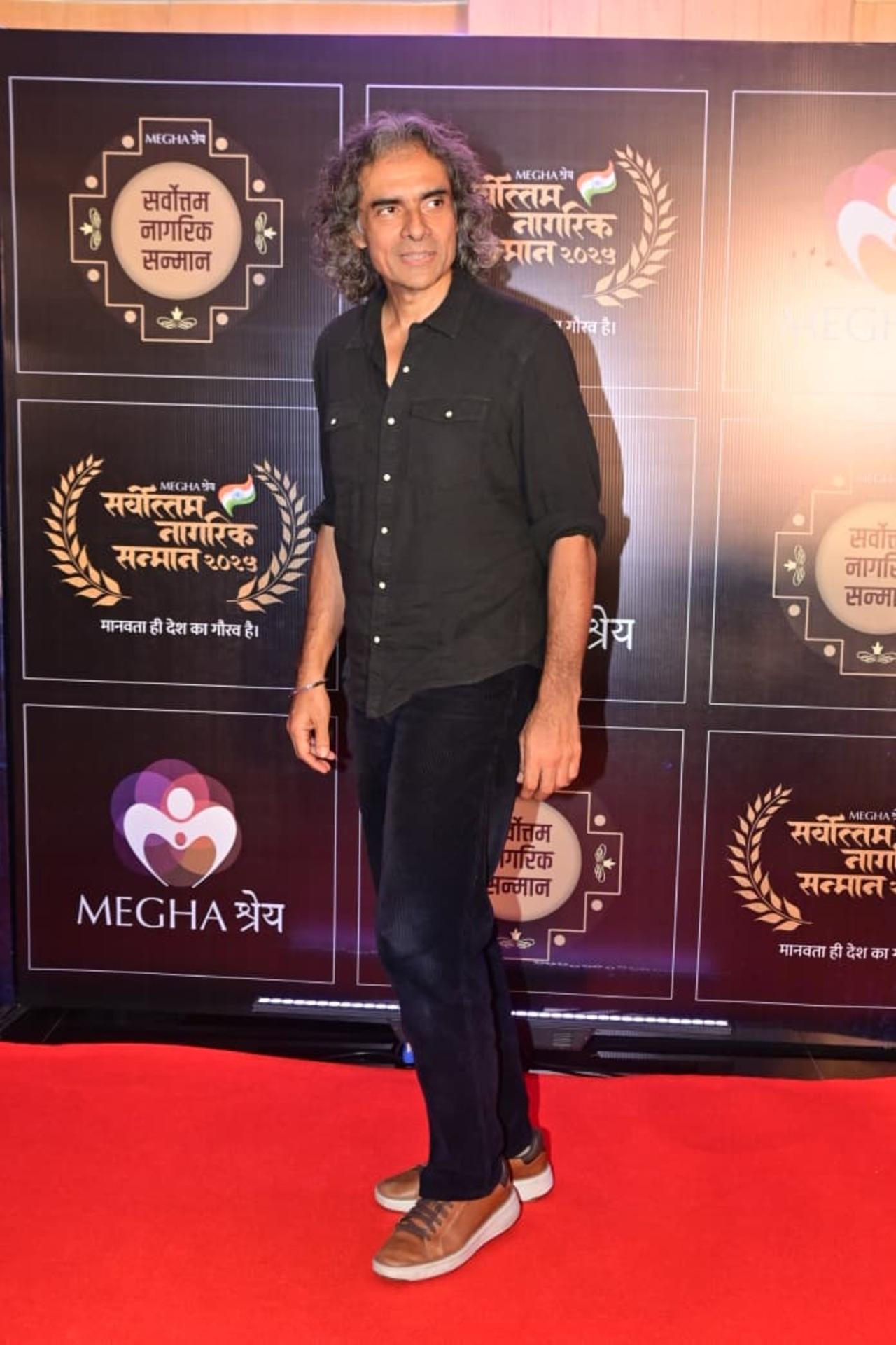 Filmmaker Imtiaz Ali was seen attending an event in the city dressed in a dark grey shirt and black pants.